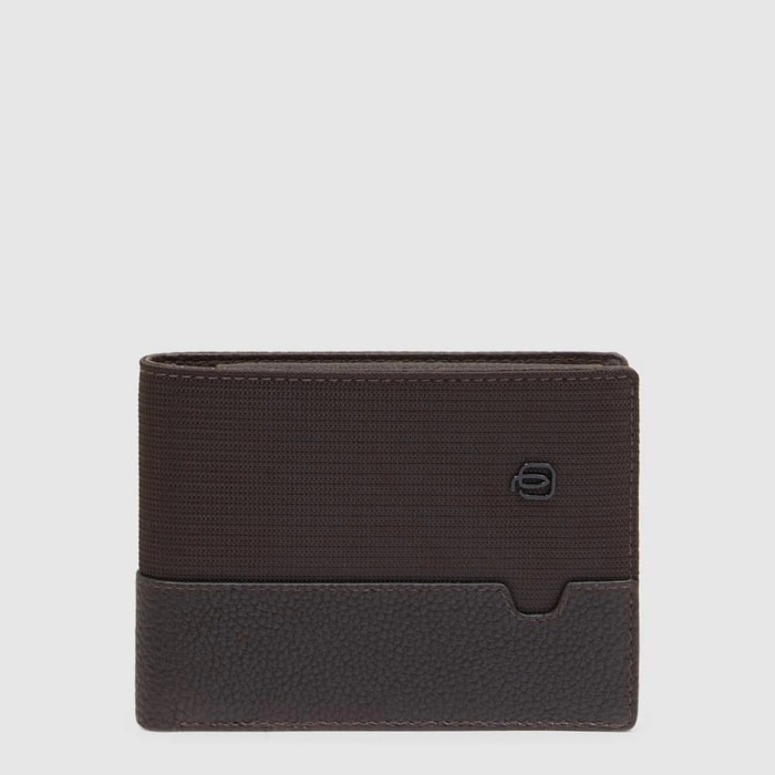 Piquadro Portafogli in tessuto riciclato e pelle con portamonete, schermato con protezione RFID