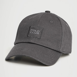 Gorra gris oscuro de seis paneles con logo Polo Club