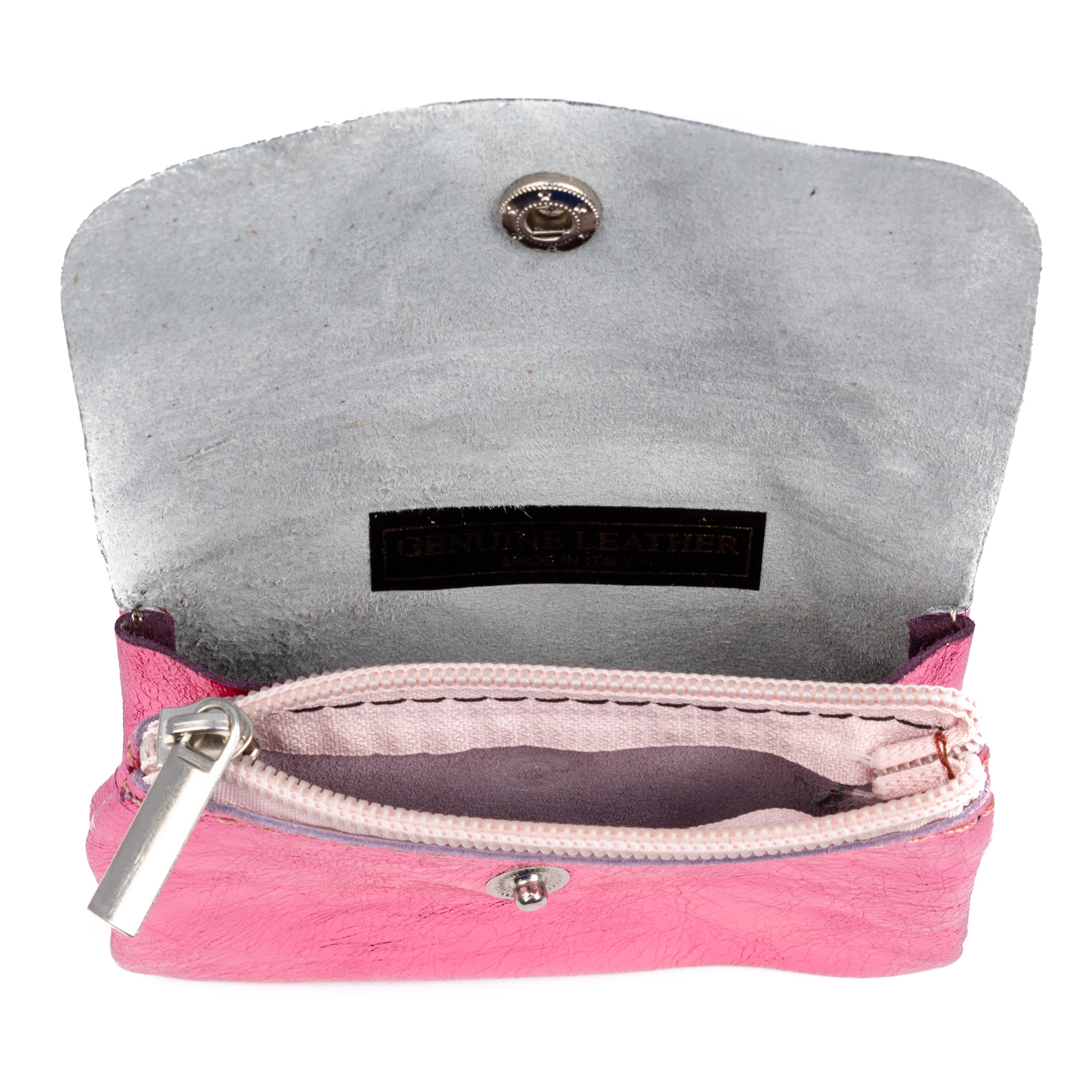 Alpignano monedero mujer. Piel auténtica Gamuza lacada brillante.