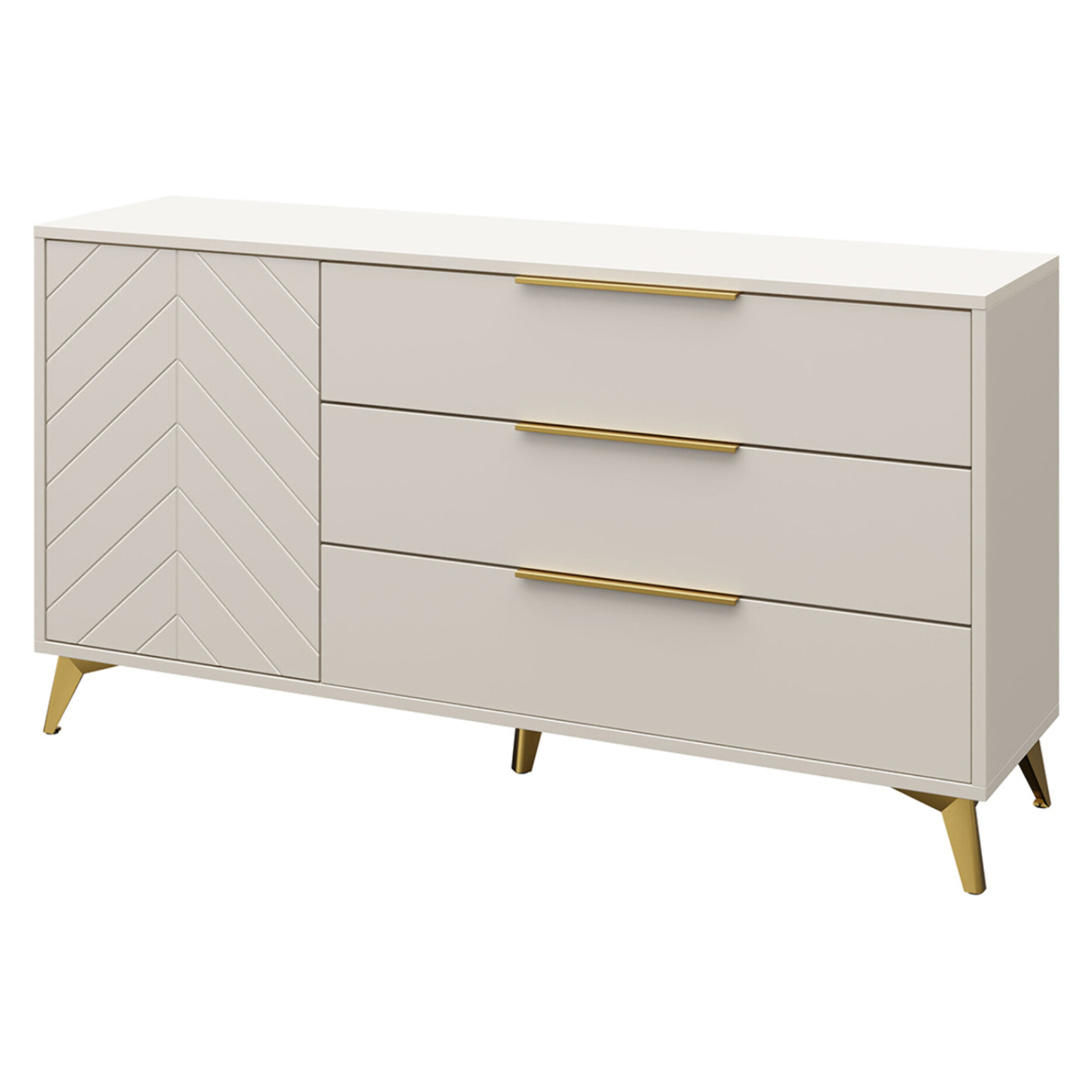 Boccioni - buffet bas - beige - 3 tiroirs et 1 porte - 154 cm - Beige