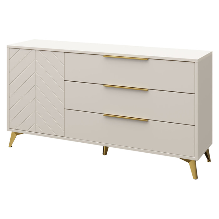 Boccioni - buffet bas - beige - 3 tiroirs et 1 porte - 154 cm - Beige
