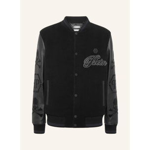 PHILIPP PLEIN Bomber de cuero WOOL &AMP