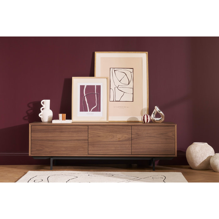 Meuble TV finition bois chêne avec rangements fermés L160 cm MANNY