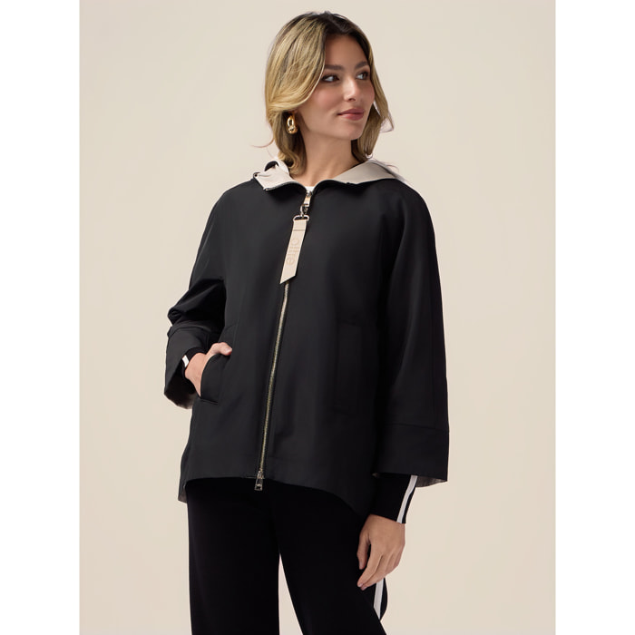 Oltre - Parka con cappuccio e zip - Nero