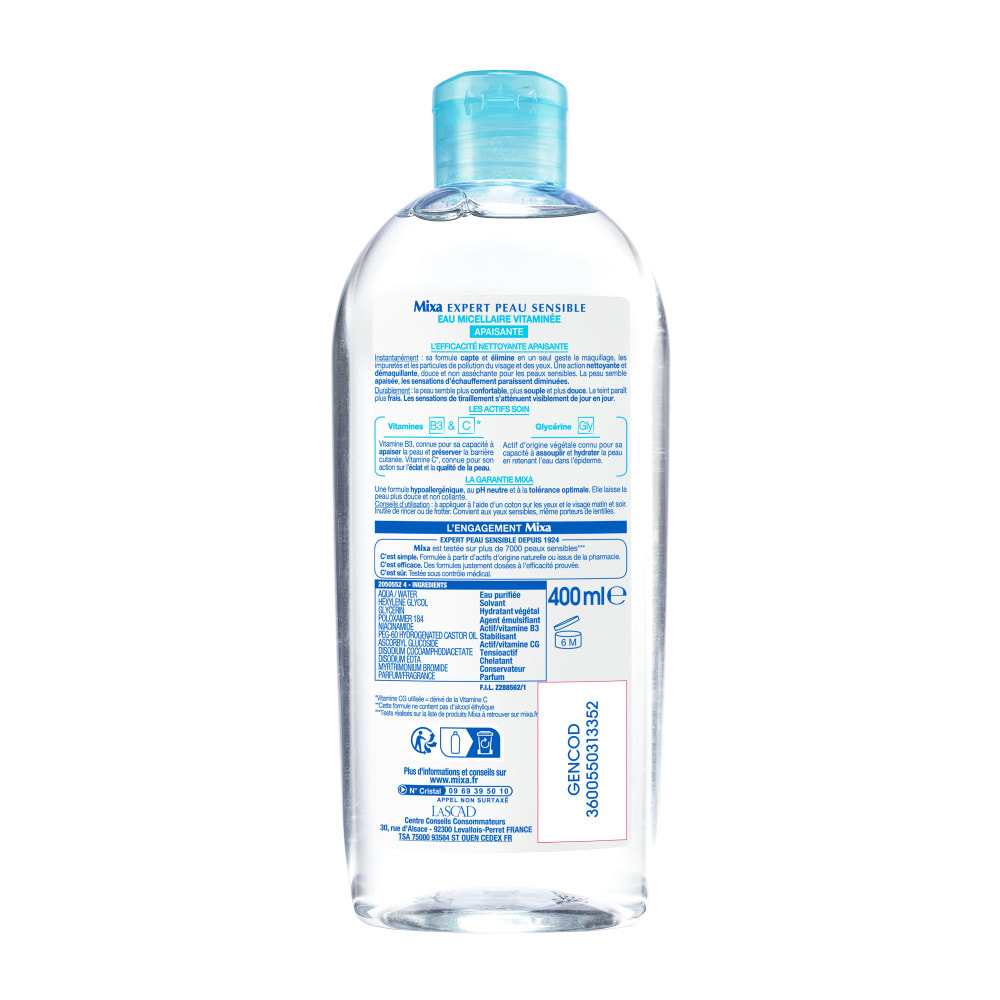 Lot de 6 - Mixa Eau Micellaire Physiologique Apaisante 400ml