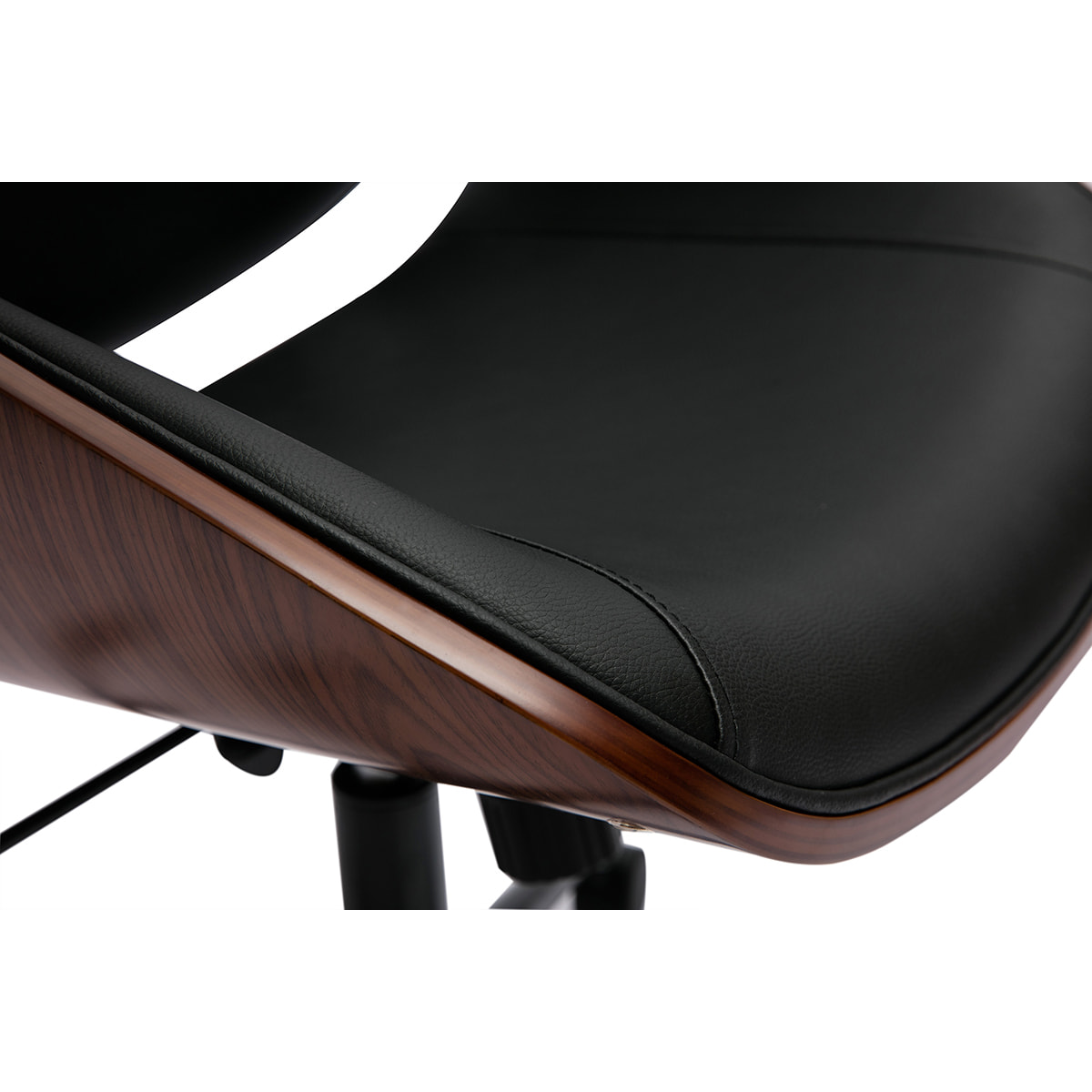 Fauteuil de bureau de direction design noir, bois foncé et métal noir MUSK