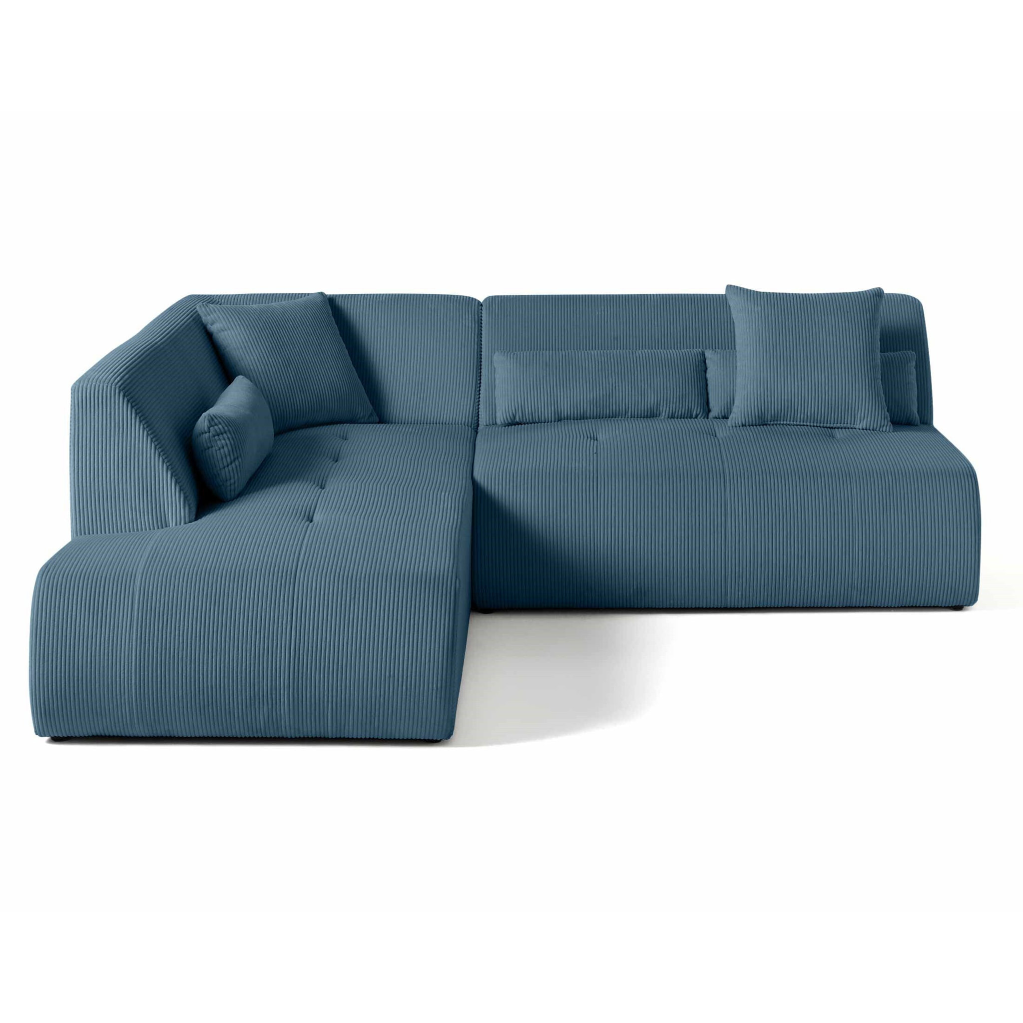 Onyx - canapé modulable d'angle gauche - 5 places - en velours côtelé - Bleu