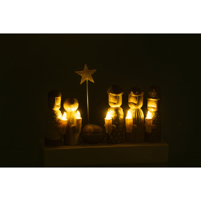 J-Line décoration Crèche Bougies - polyrésine - mix - LED