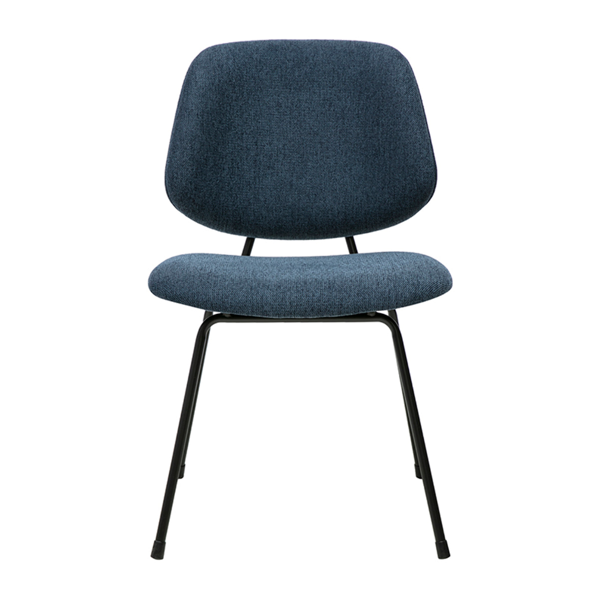 Chaises design en tissu effet velours texturé bleu foncé et métal noir (lot de 2) BARNET