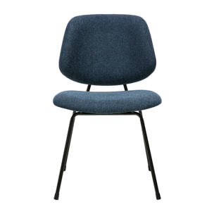 Chaises design en tissu effet velours texturé bleu foncé et métal noir (lot de 2) BARNET