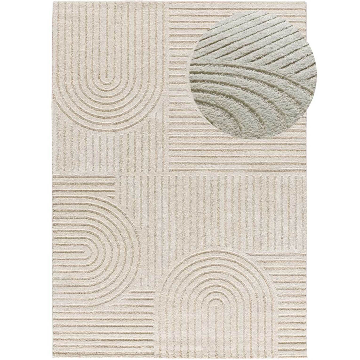 VERONA Alfombra geométrica con relieve en color crema, varias medidas disponibles.