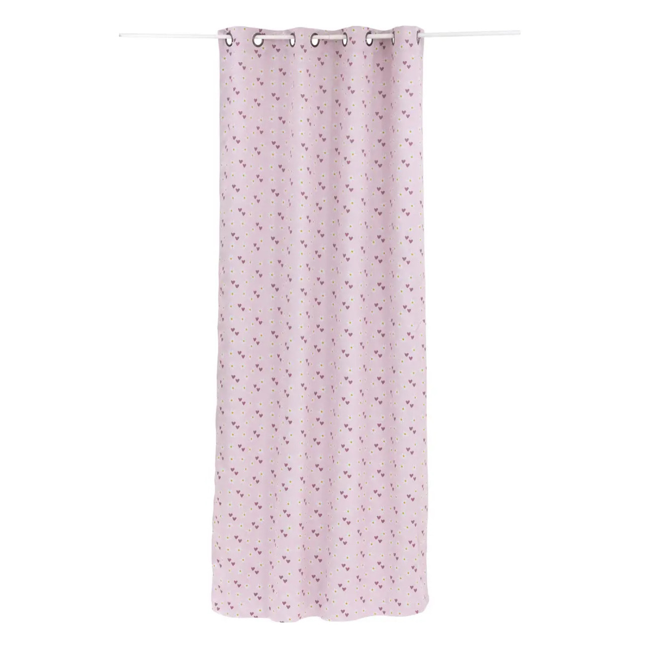 Rideau occultant enfant Billie 140x260cm rose motif coeurs
