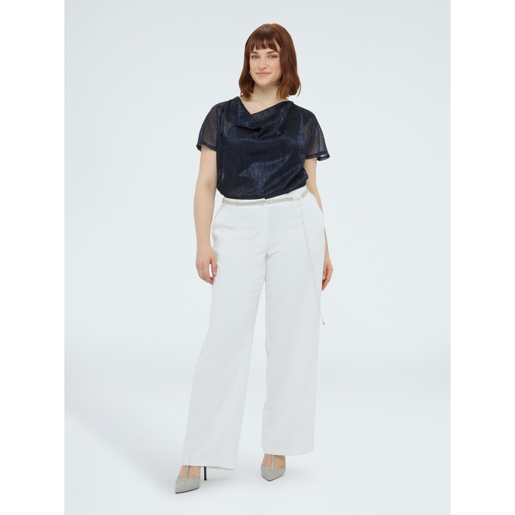 Fiorella Rubino - T-shirt lurex con scollo morbido - Blu