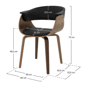 Chaise en cuir synthétique noir - Piada