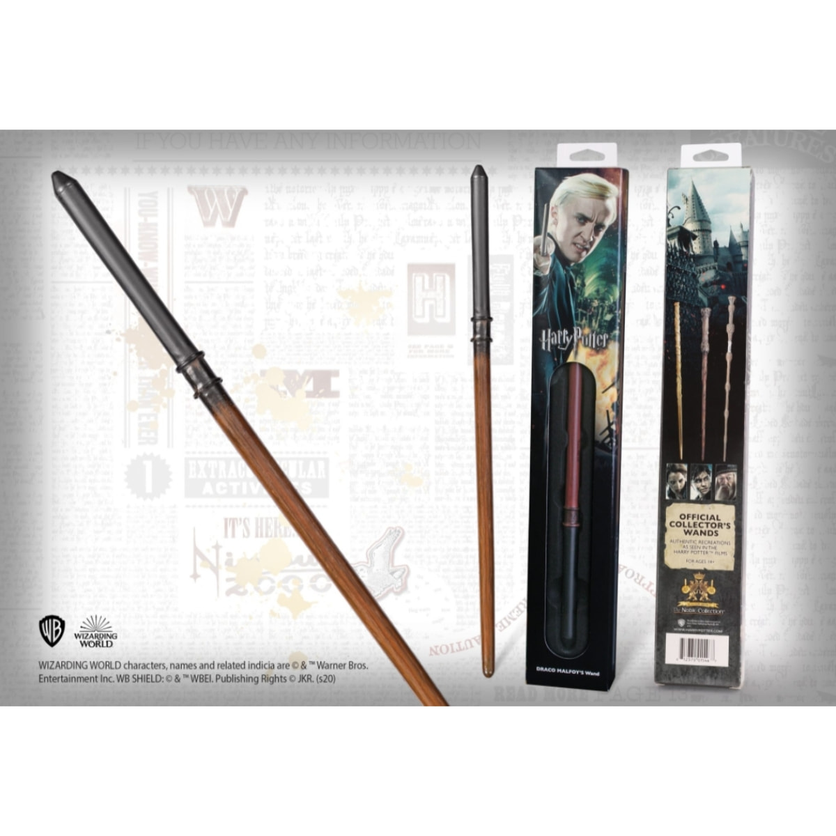 Harry Potter Bacchetta Magica Draco Malfoy in Blister Noble Collection