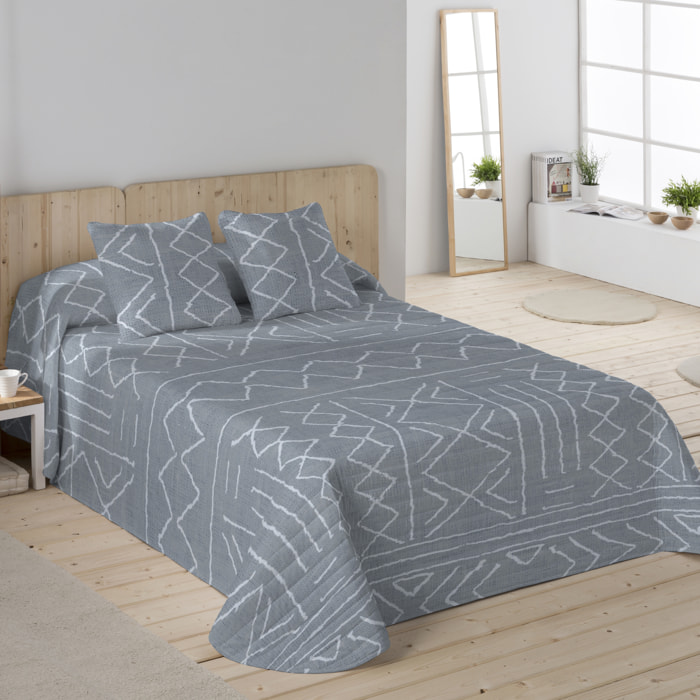 Colcha Bouti Estampada - 2/3 Piezas - 100% Poliéster - Microfibra - 70 gr/m² - Nauek Grey