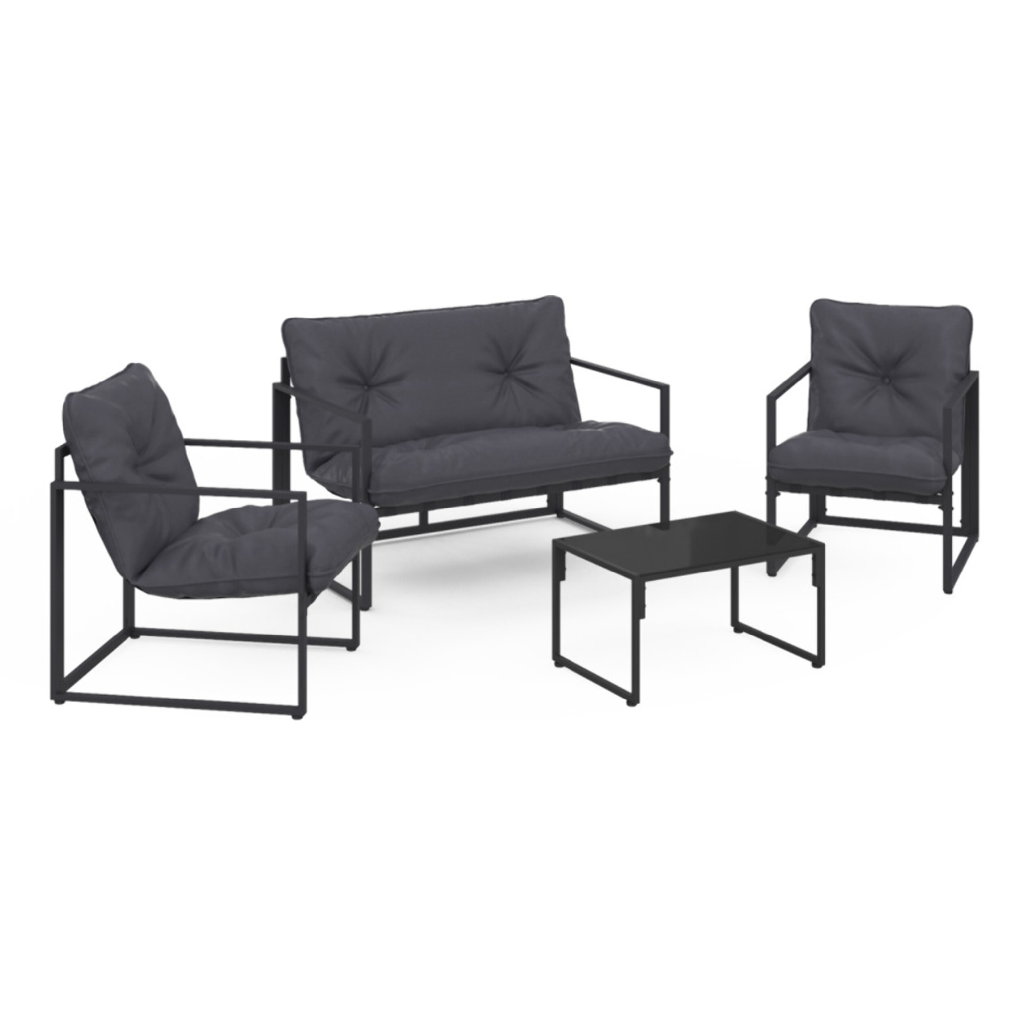 Salon de jardin Tropéa 4 places avec coussins gris