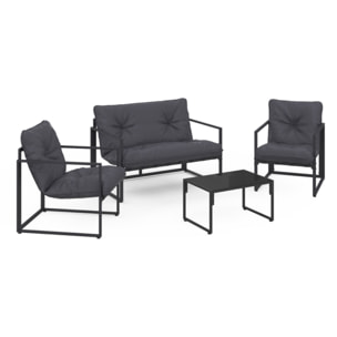 Salon de jardin Tropéa 4 places avec coussins gris