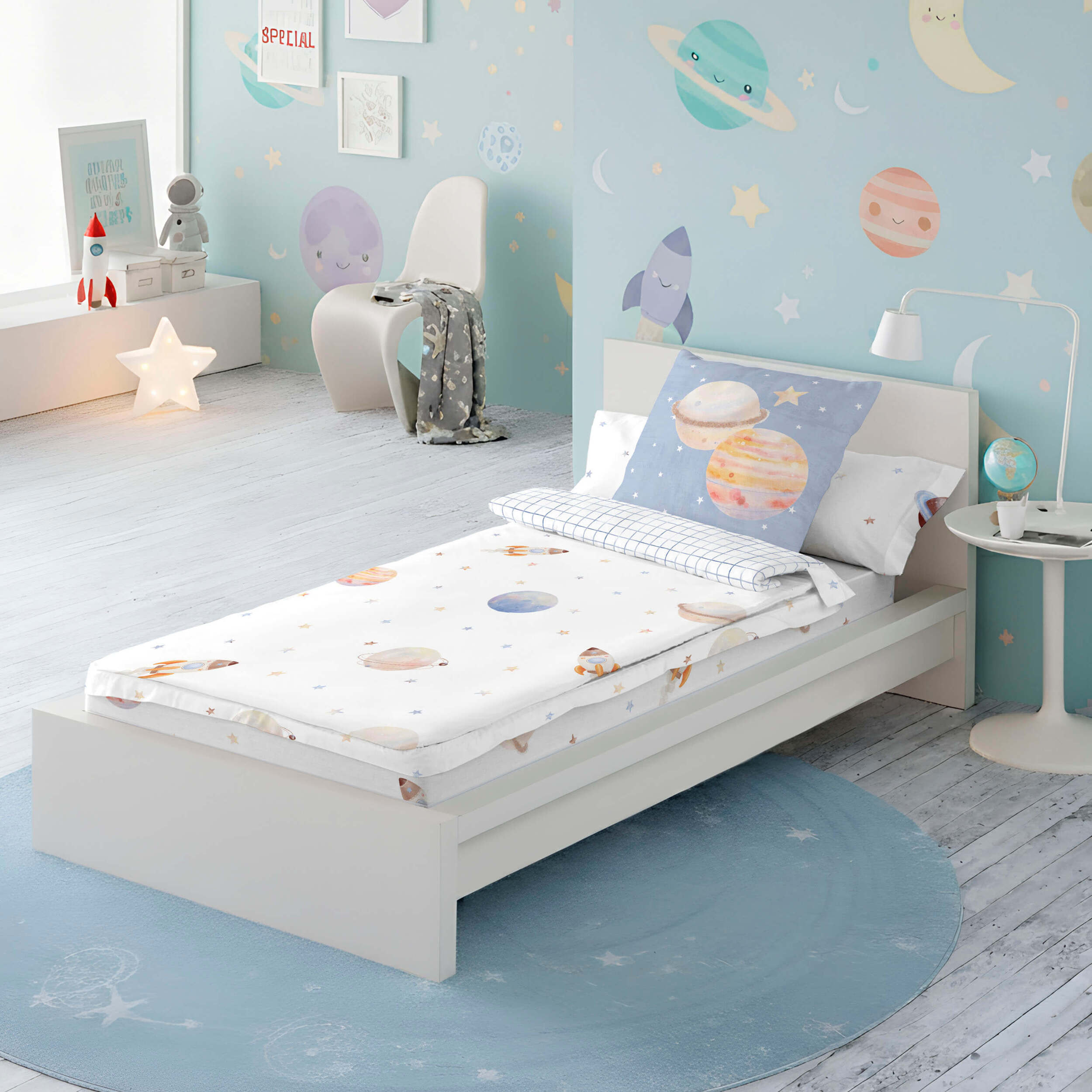 Cool Kids - Saco Nórdico Estampado - Infantil - Con cremallera - Incluye 1 Funda de Almohada - 100% Algodón - Astro