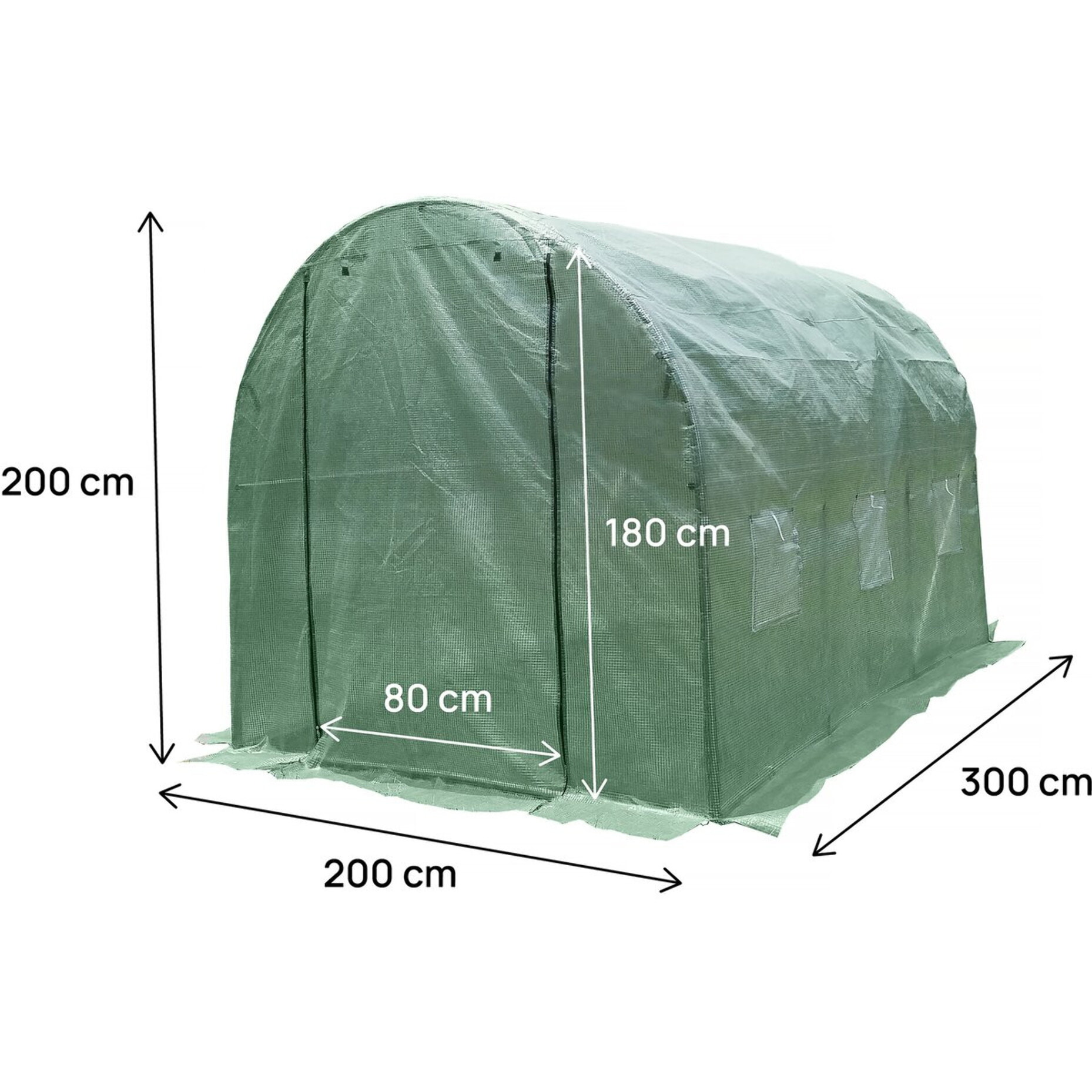 Serre tunelle de jardin 3 x 2 m  "Lys" - 6 m² - 130g - Vert