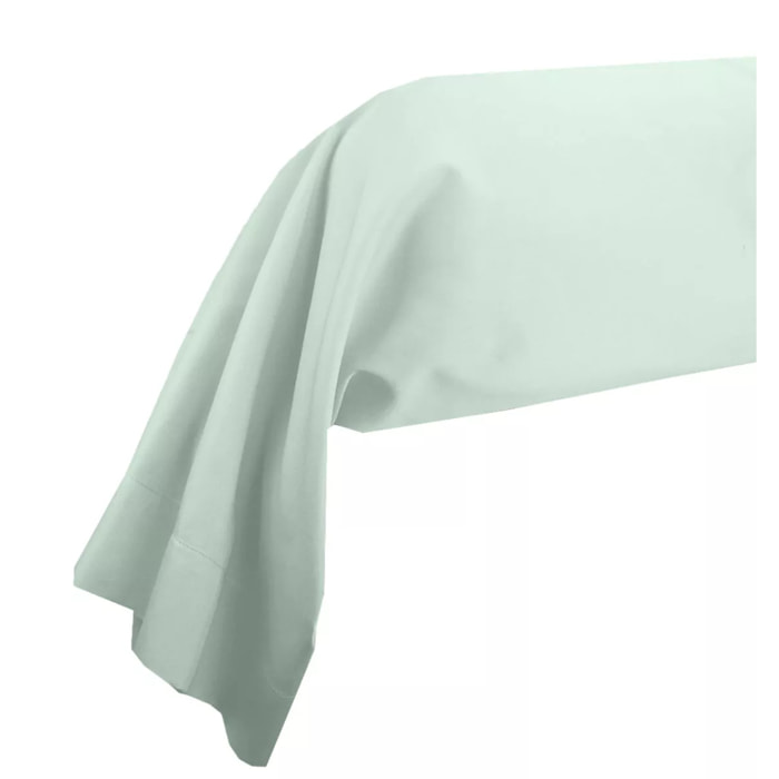 Taie de traversin satin de coton uni bleu Ava uni lagon