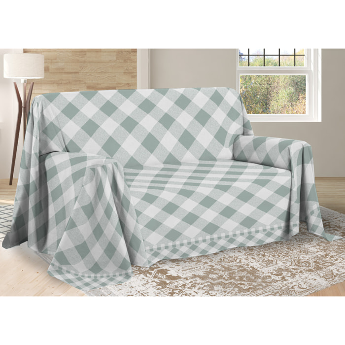 Telo Arredo Multiuso Copritutto 100% Cotone Lovely Check Verde