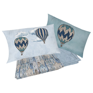 Completo letto volare blu 100% cotone