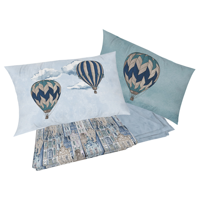 Completo letto volare blu 100% cotone