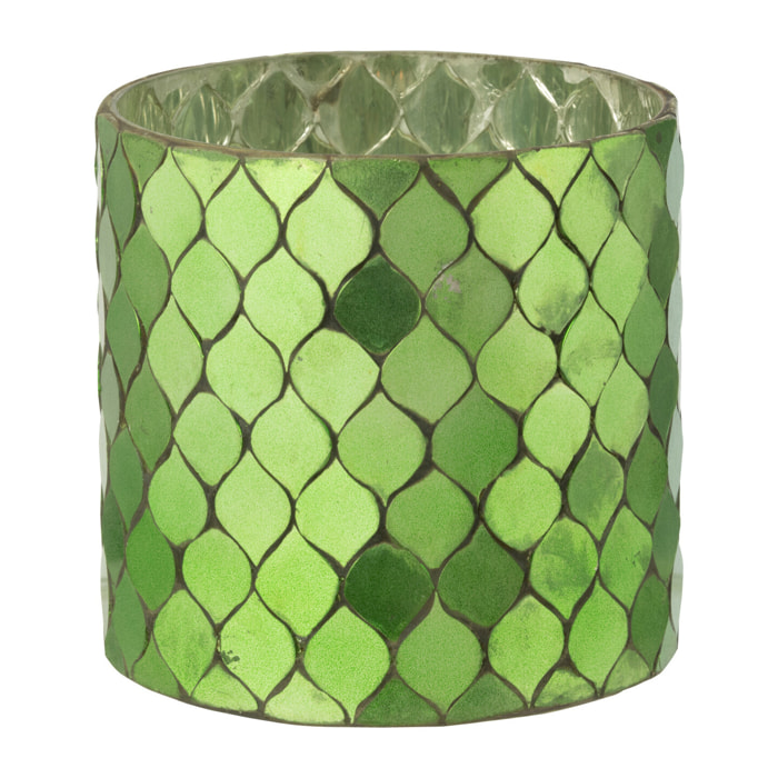 J-Line photophore Cylindre Mosaïque - verre - vert - large