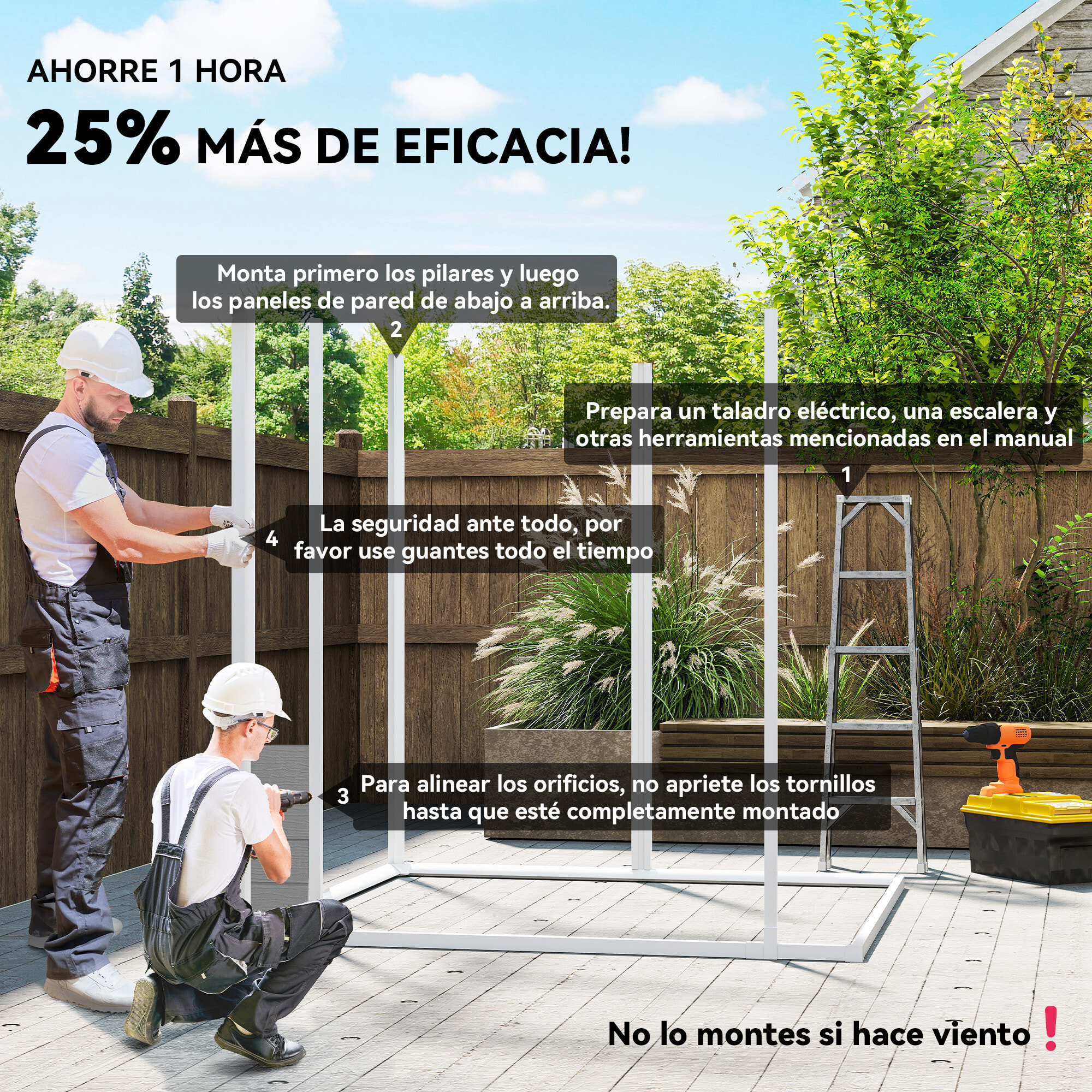 Caseta de Jardín Exterior, 2,4 m², 182x151x219 cm, Cobertizo de Jardín Exterior con Suelo, Puertas con Cerradura, Ventana y Techo Inclinado para Almacenamiento de Herramientas, Gris