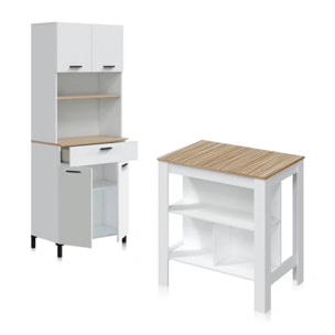 Pack alacena con mesa alta Nitza Blanco Artik (Blanco Mate) - Natur