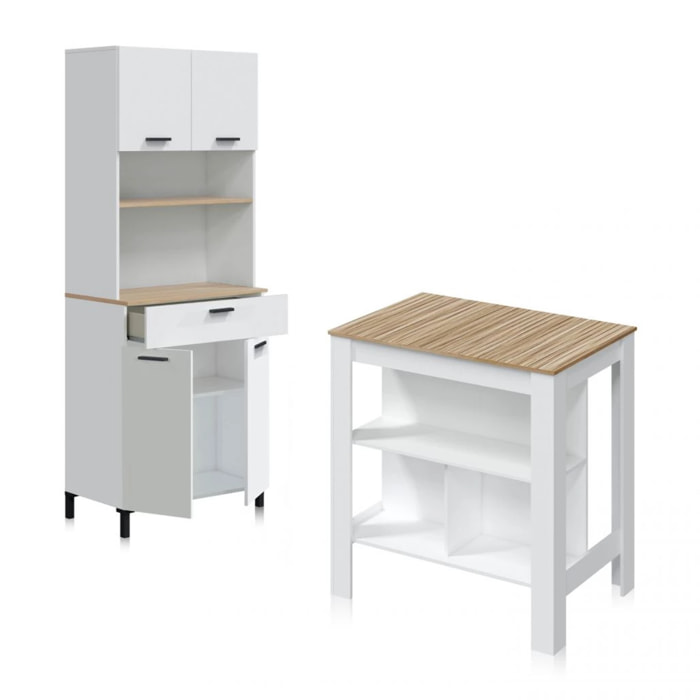 Pack alacena con mesa alta Nitza Blanco Artik (Blanco Mate) - Natur