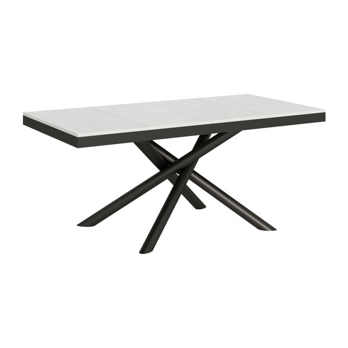 Table extensible 90x180/440 cm Famas Evolution Frêne Blanc cadre Anthracite