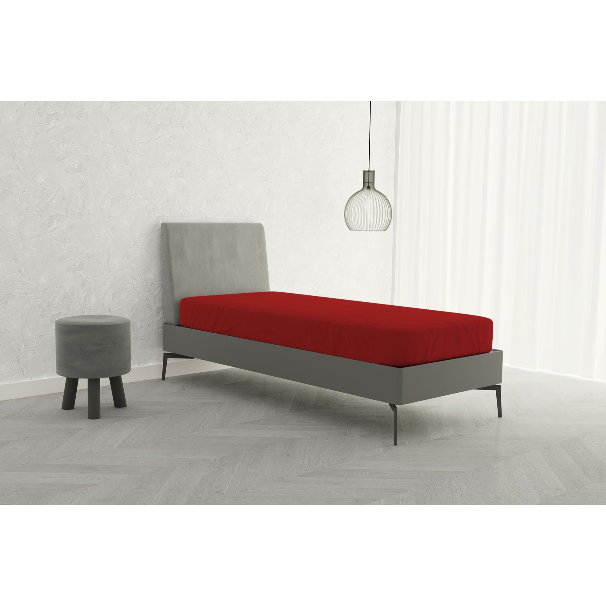 LENZUOLO SOTTO MAX COLOR MADE IN ITALY COTONE-ROSSO SINGOLO