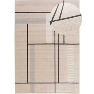 DOMUS Alfombra pelo corto diseÃ±o geomÃ©trico en beige, varias medidas disponibles.