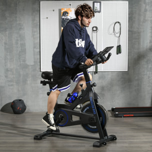 Bicicleta Estática con Resistencia Regulable Bici Estática Bicicleta de Fitness con Volante de Inercia 8 kg Pantalla LCD Manillar y Asiento Ajustable para Casa Gimnasio Azul