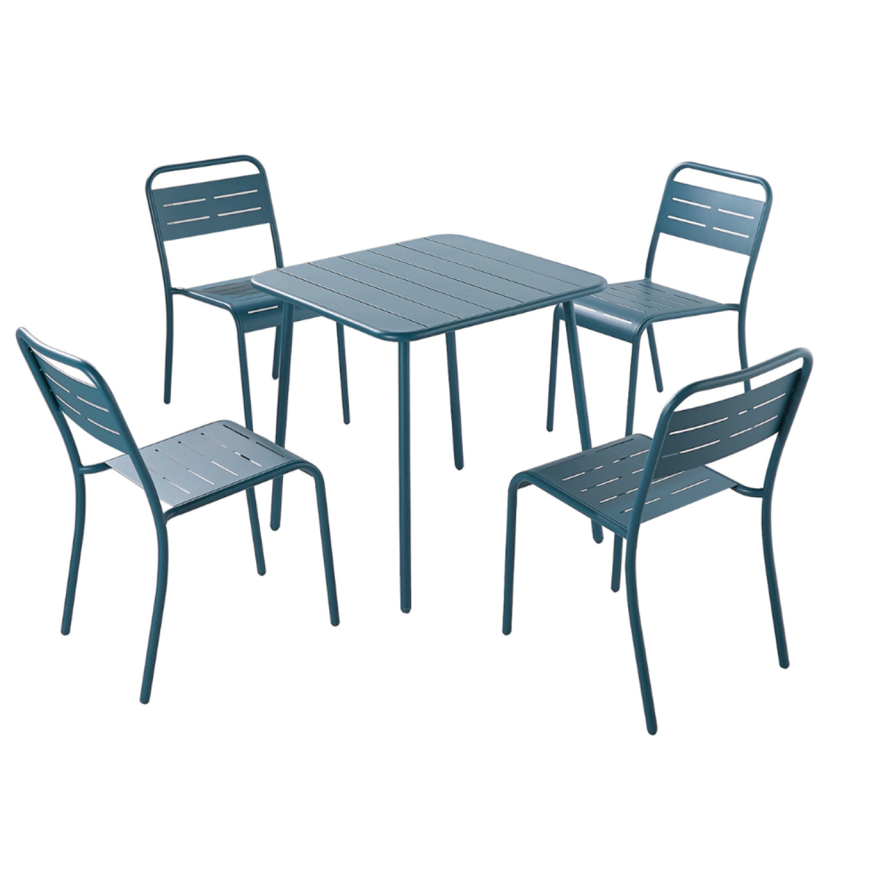 Table de jardin carrée en acier bleu 4 places - SINTRA