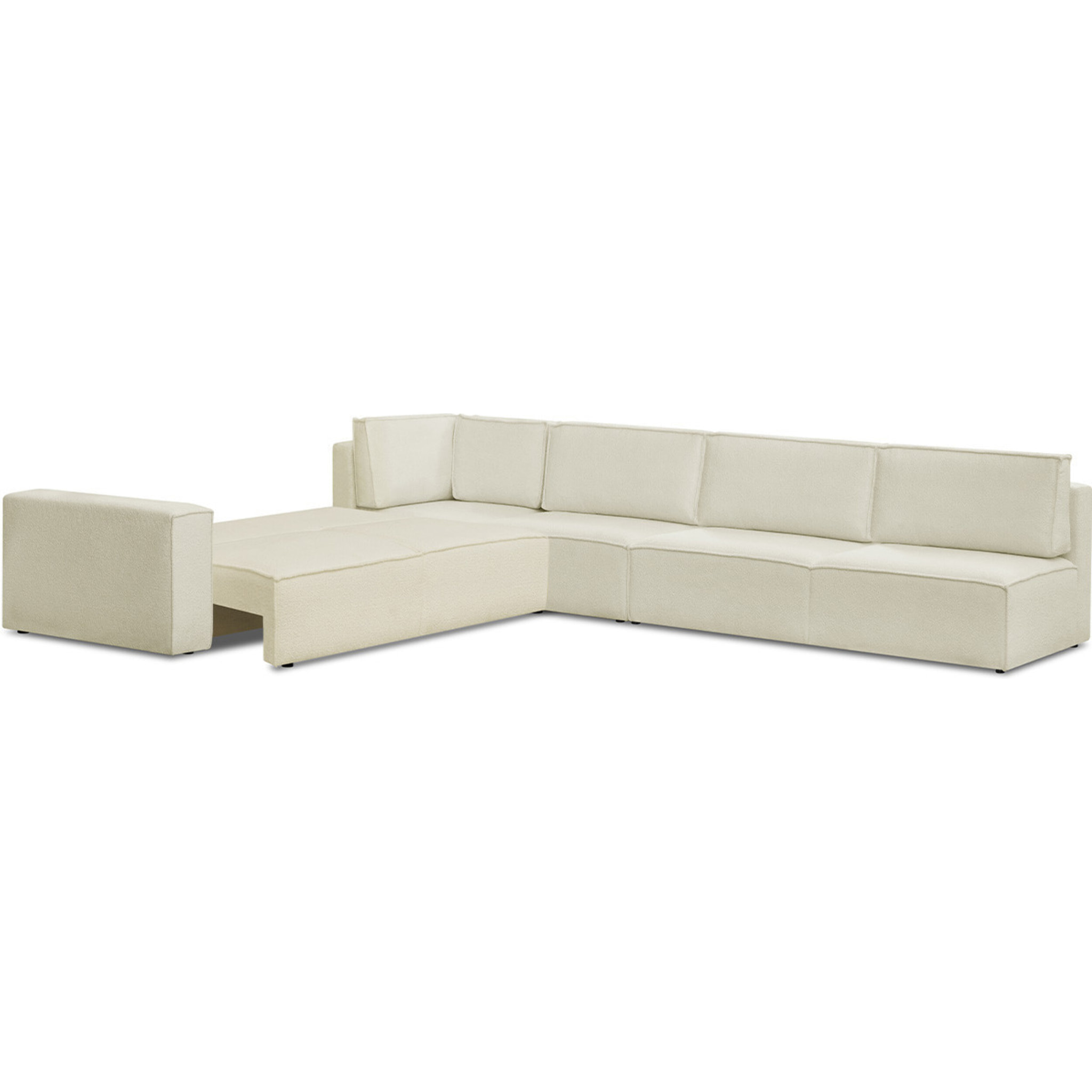 Canapé d'angle droit convertible 10 places en tissu bouclé - HARPER MOD