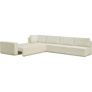 Canapé d'angle droit convertible 10 places en tissu bouclé - HARPER MOD