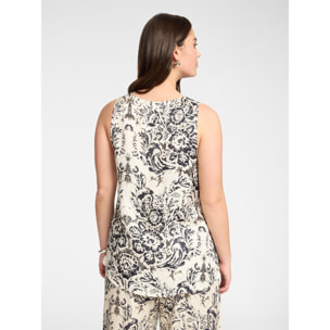 Elena Mirò - Top estampado en raso de viscosa - Negro