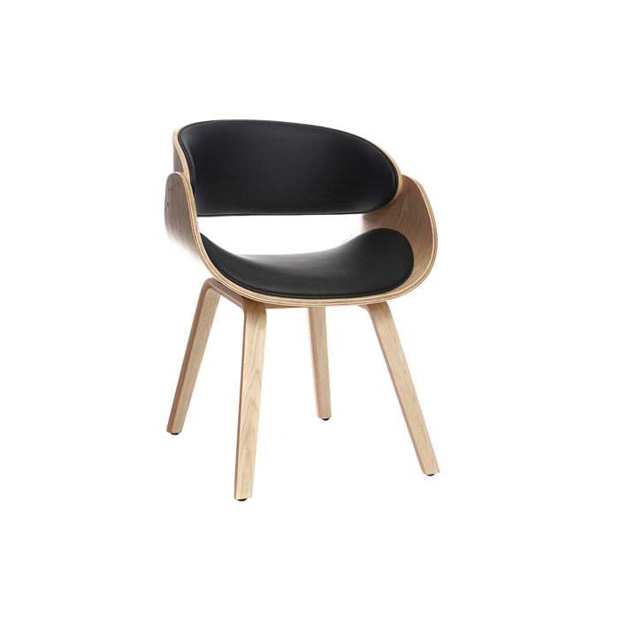 Chaise design noir et bois clair BENT