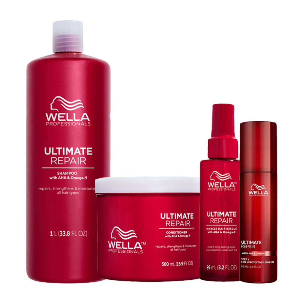 WELLA PROFESSIONALS Kit Ultimate Repair Shampoo 1000ml + Conditioner 500ml + Miracle Hair 95ml + Protective Leave In 95ml