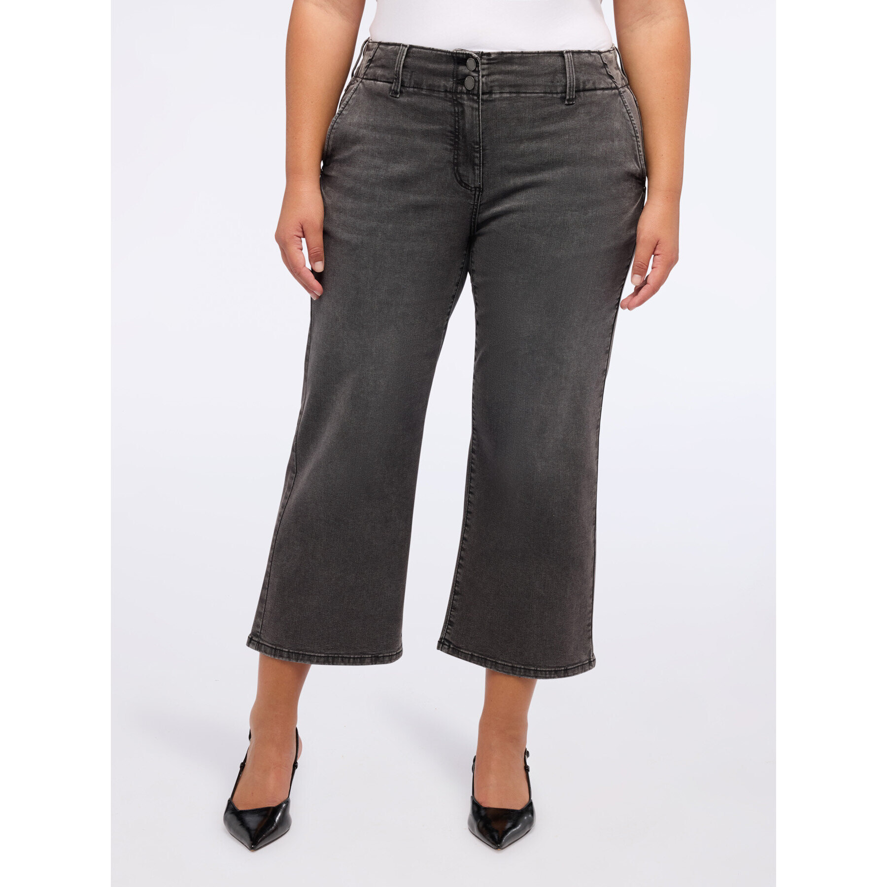 Fiorella Rubino - Jeans cropped lavaggio stone washed - Grigio