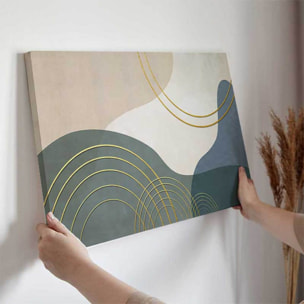 Tableau abstrait formes organiques dorées Toile imprimée