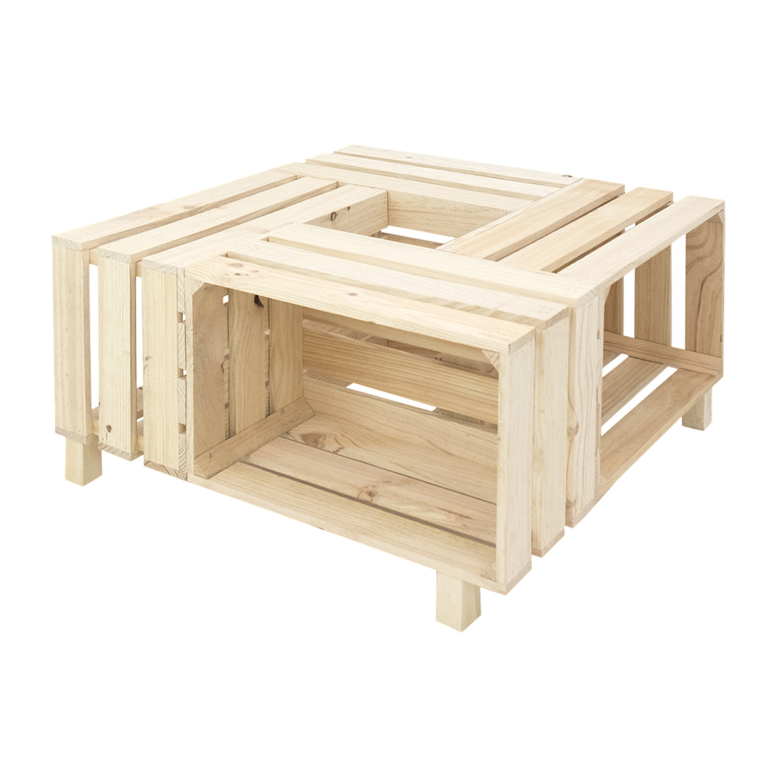 Mesa de centro de madera maciza en tono natural de 75x75x32,5cm Alto: 32.5 Largo: 75 Ancho: 75