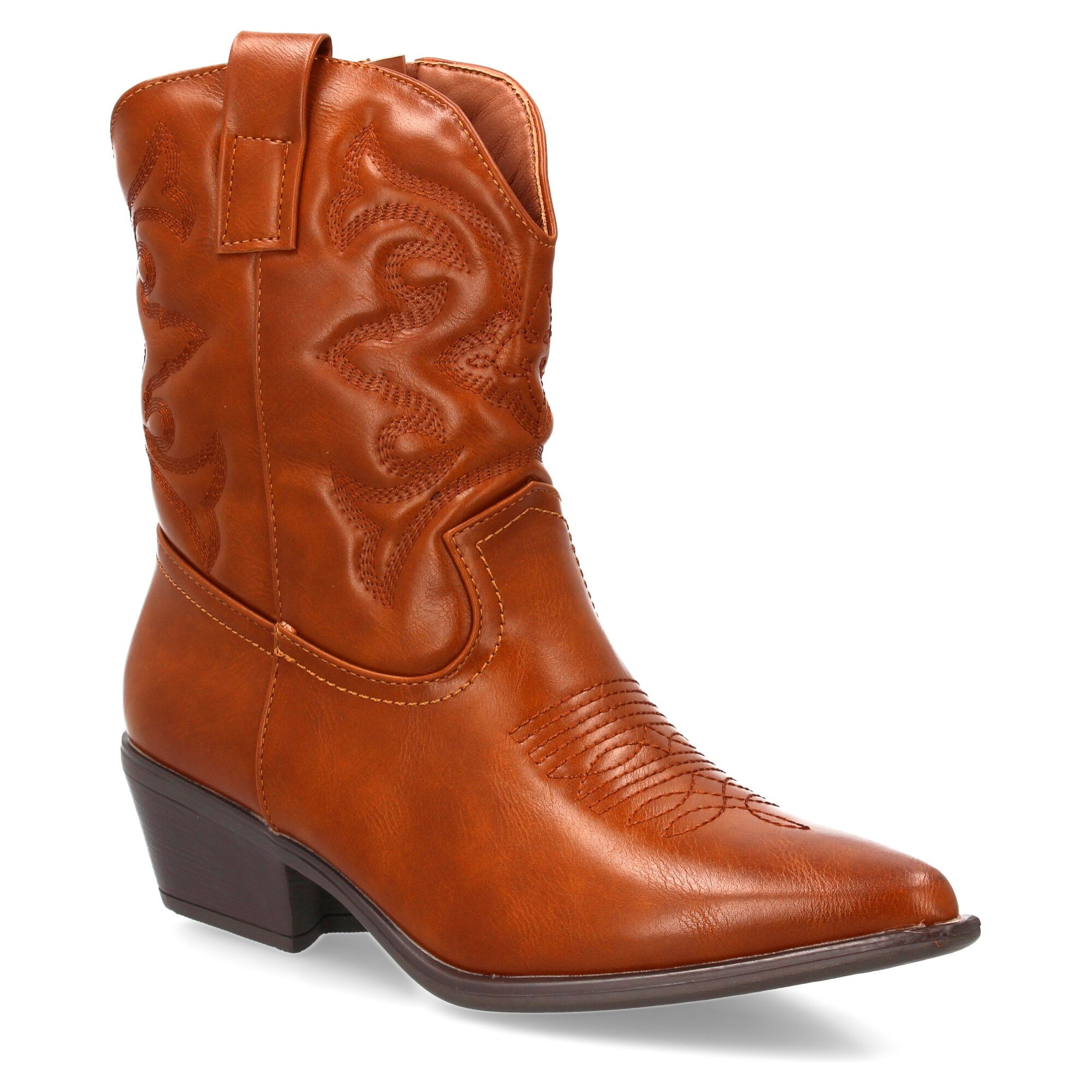 Botín cowboy con grabados en la caña