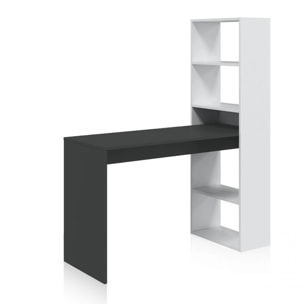 Mesa de escritorio con estantería Duplo Blanco Artik (Blanco Mate) - Gris Grafito