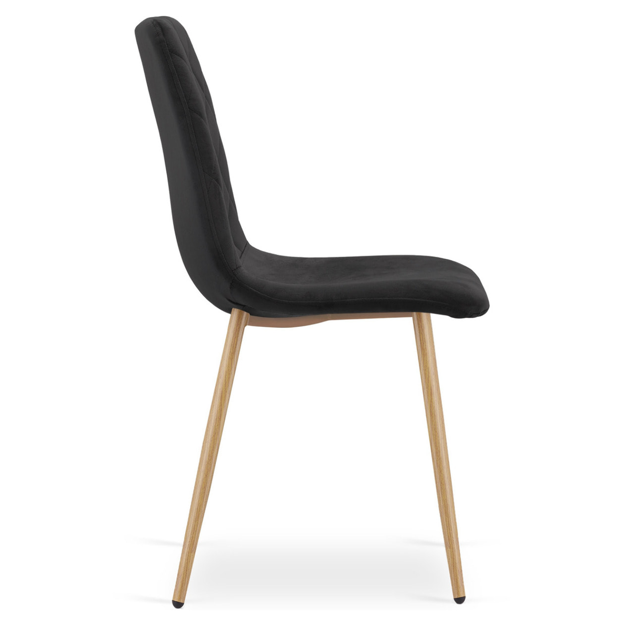 Sedia Turin in velluto nero con gambe effetto rovere