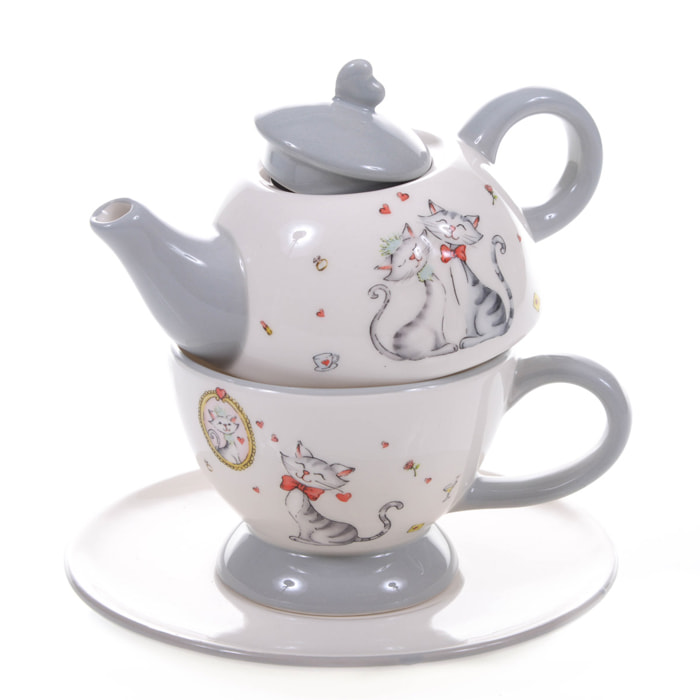 Set Di 3 Pezzi Tea For One - Pezzi 1 - 17,5X17X17,5cm - Colore: Cachi - Bianchi Dino - Cuori, S.Valentino, F. Mamma