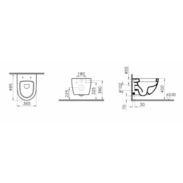 SENTO Cuvette compacte 49,5 cm avec fixations invisibles + abattant ultra-fin softclose (SentoCompact)